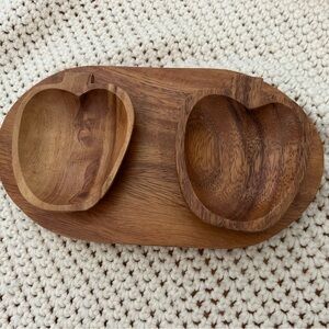 Vintage Handmade Wood Apple Snack Set - Made in Philippines